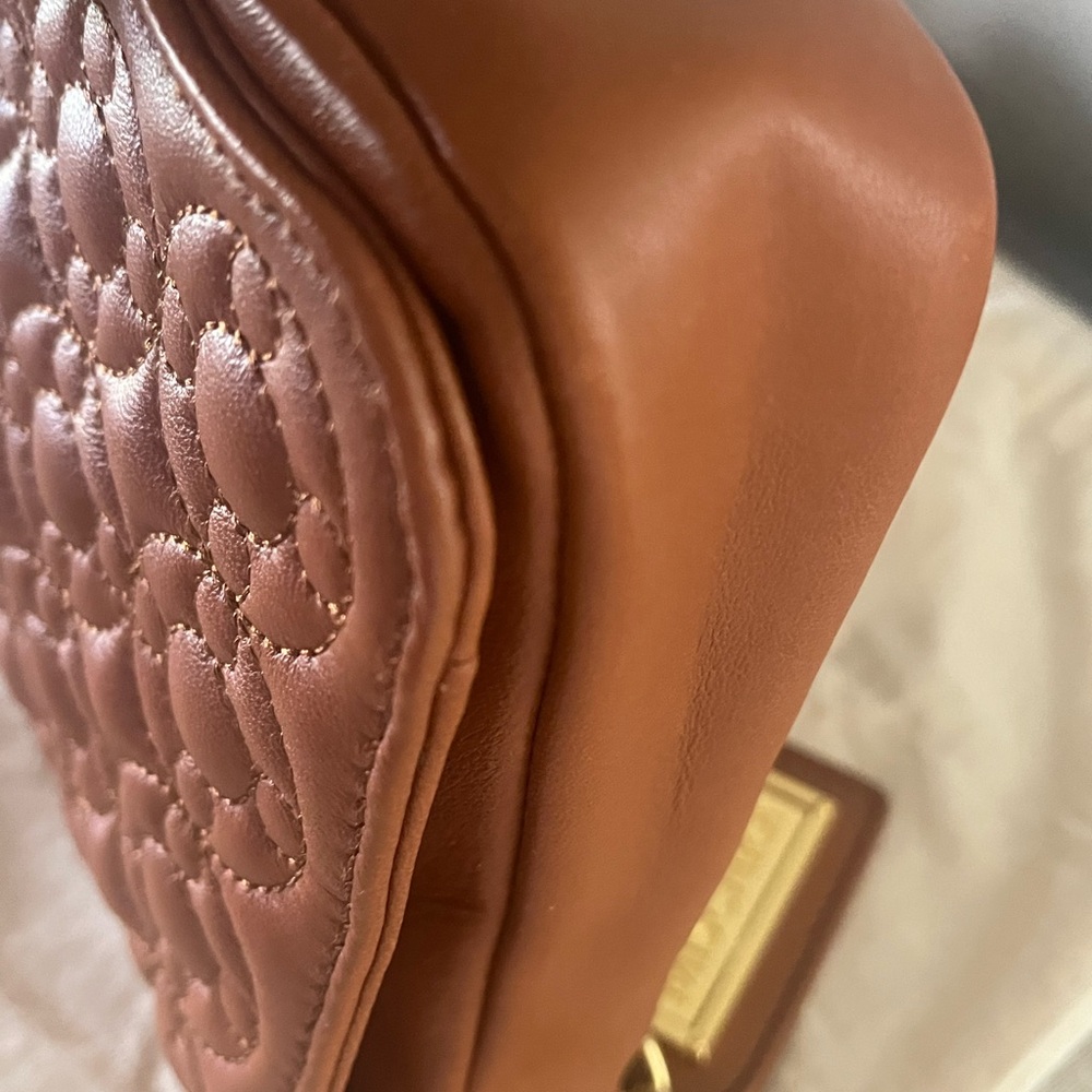 Chic Brown Quilted Clutch with Gold Accents - Picture 10 of 13